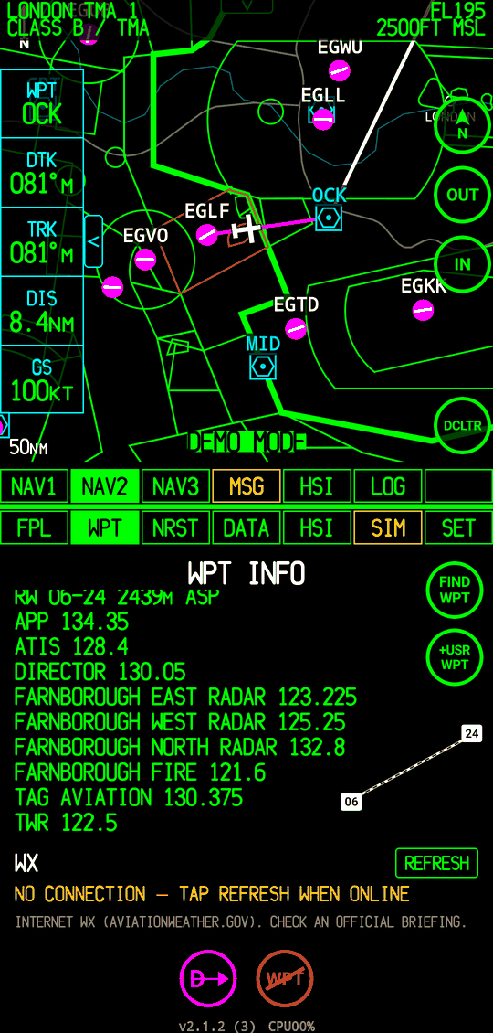 Airspace info panel