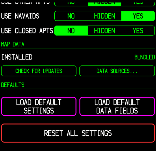 SET page map data and defaults sections