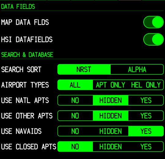 SET page data fields and search sections